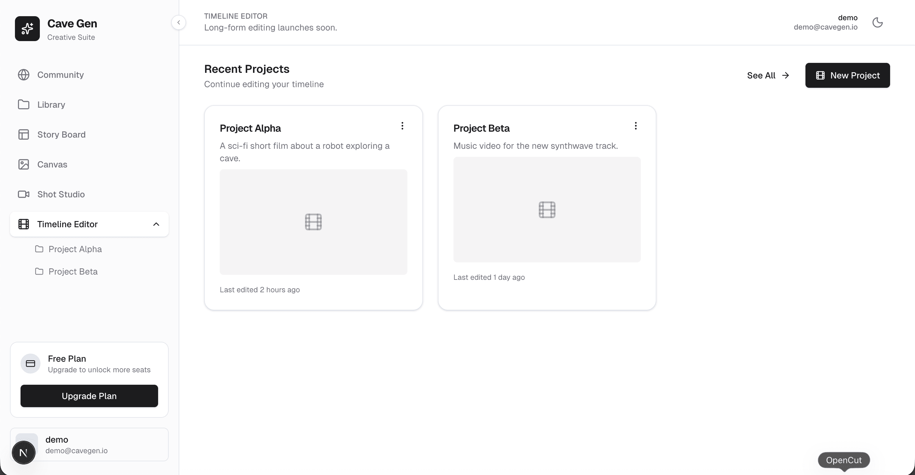 Cave Gen Studio Interface